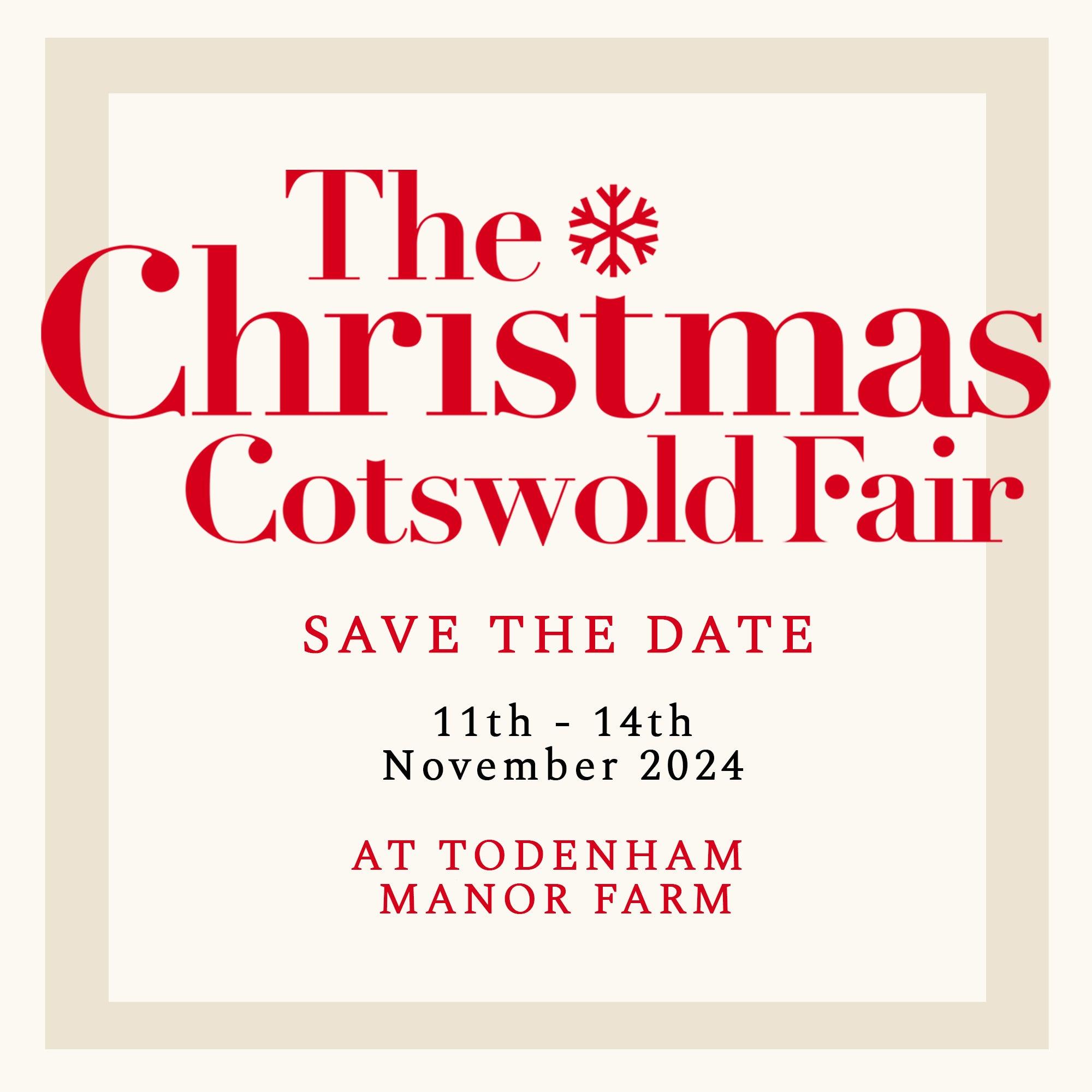 Christmas Cotswold Fair 2024 event save the date graphic, Todenham Manor Farm, November 11-14