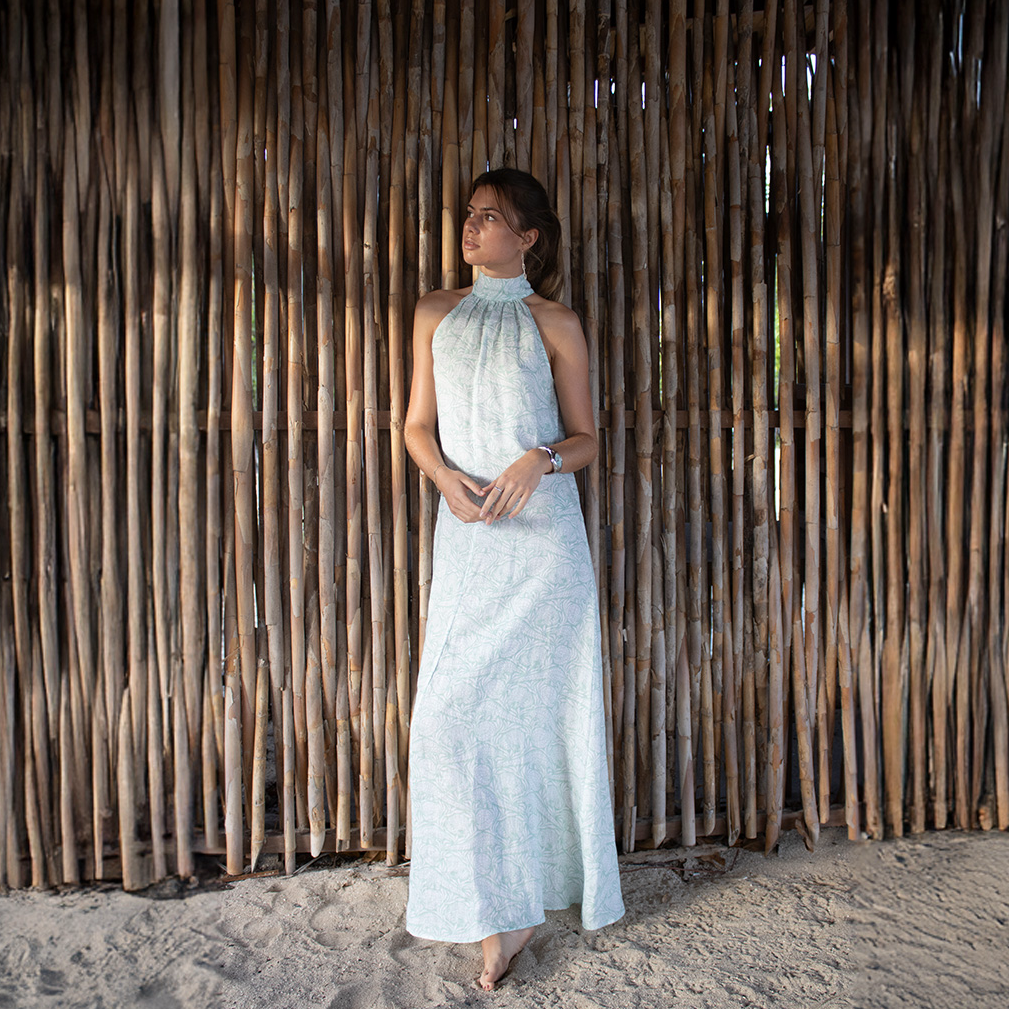 woman in trinny long resortwear dress