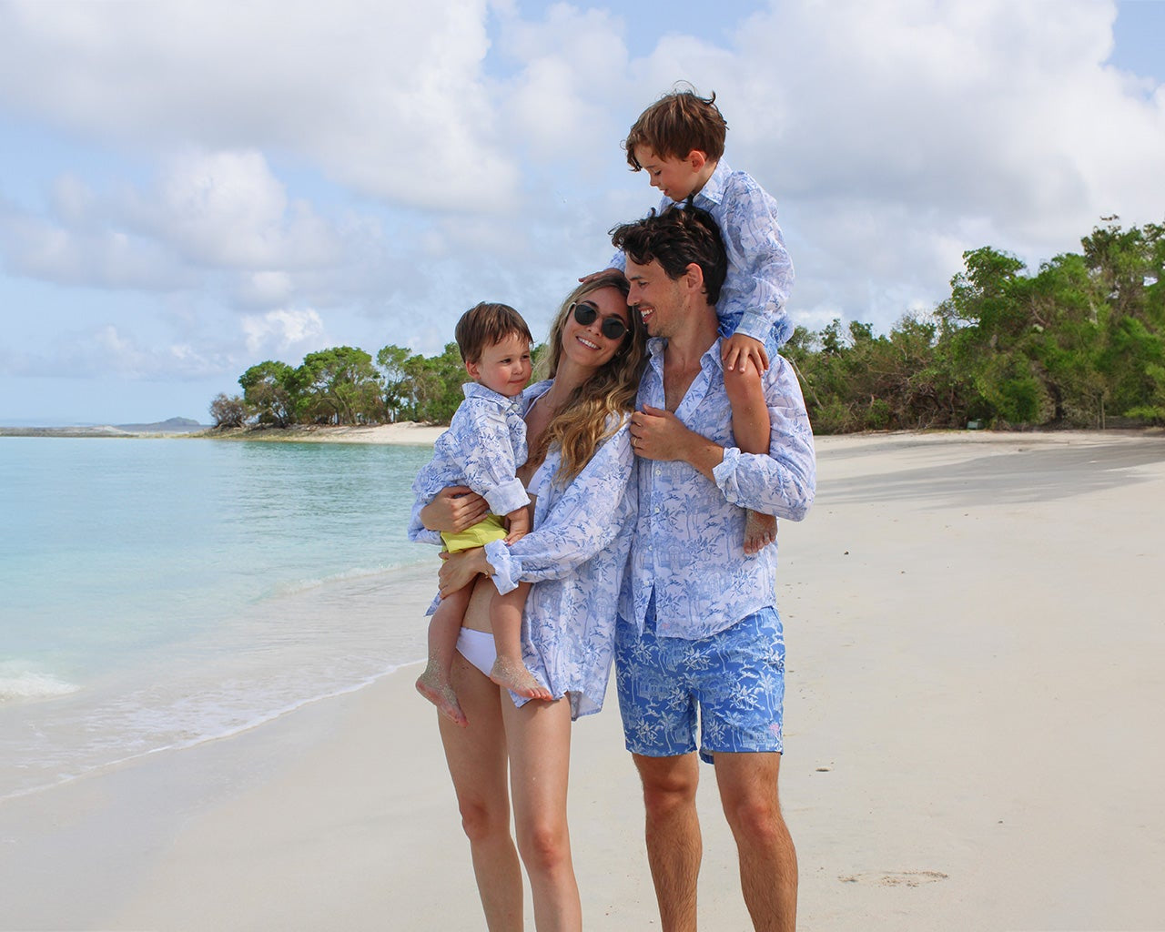 Scenes from our little island home are depicted in this collection in classic Pink House print