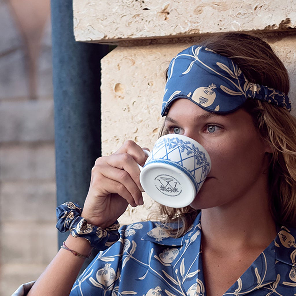 Gorgeous, Limited Edition silk twill masks and scrunchies form part of our atelier made pajama collection.