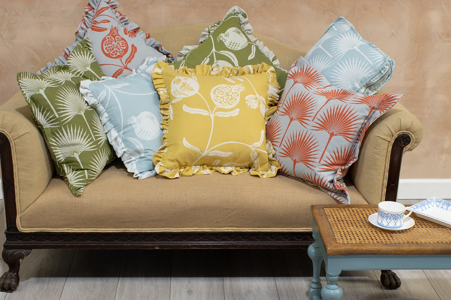 Furnishing fabric, tableware, bed linens, soft furnishings, ceramics, wallpaper and more by designer Lotty B
