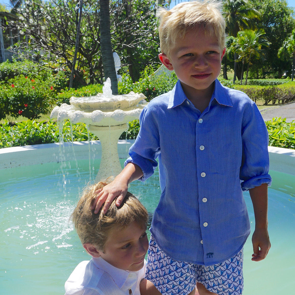 Kids' Linen Shirt - Pink House