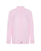 Children's long sleeved pale pink linen shirt by designer Lotty B for The Pink House Mustique