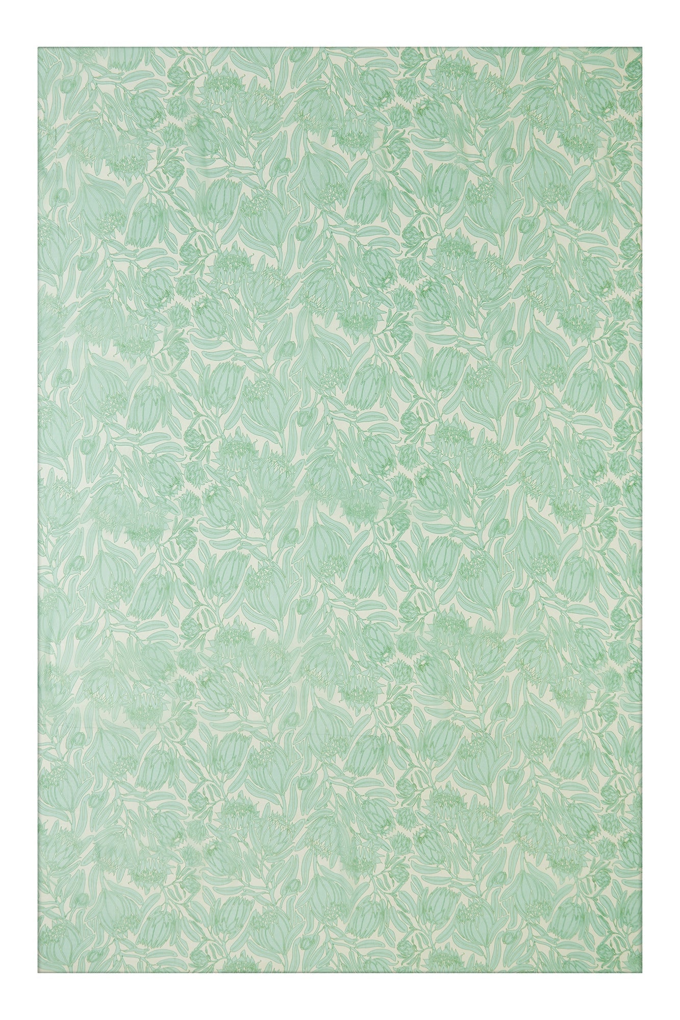 Large chiffon silk scarf in sage green & white Protea design by Lotty B Mustique