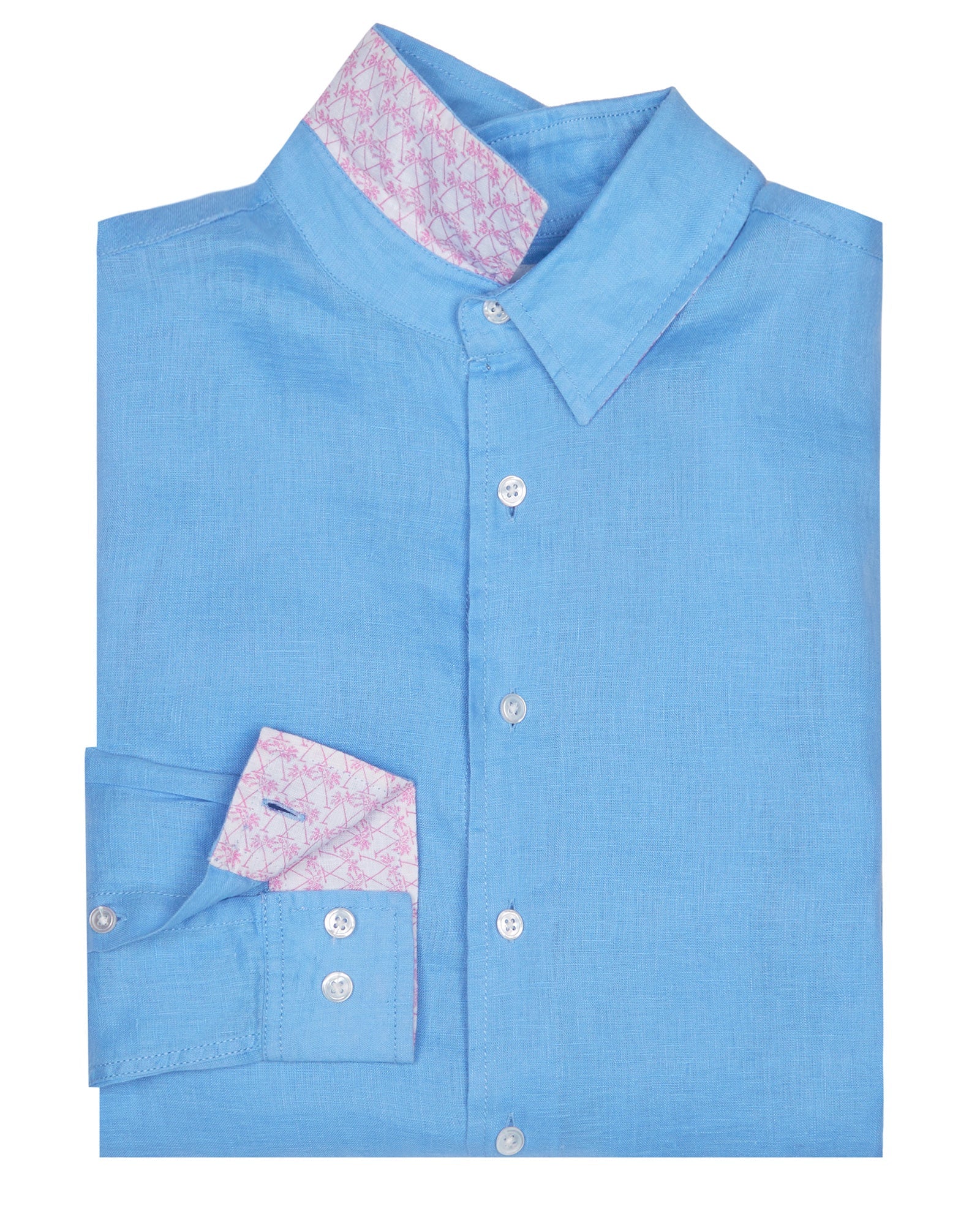 Men's pure linen shirt in French Blue by Pink House Mustique