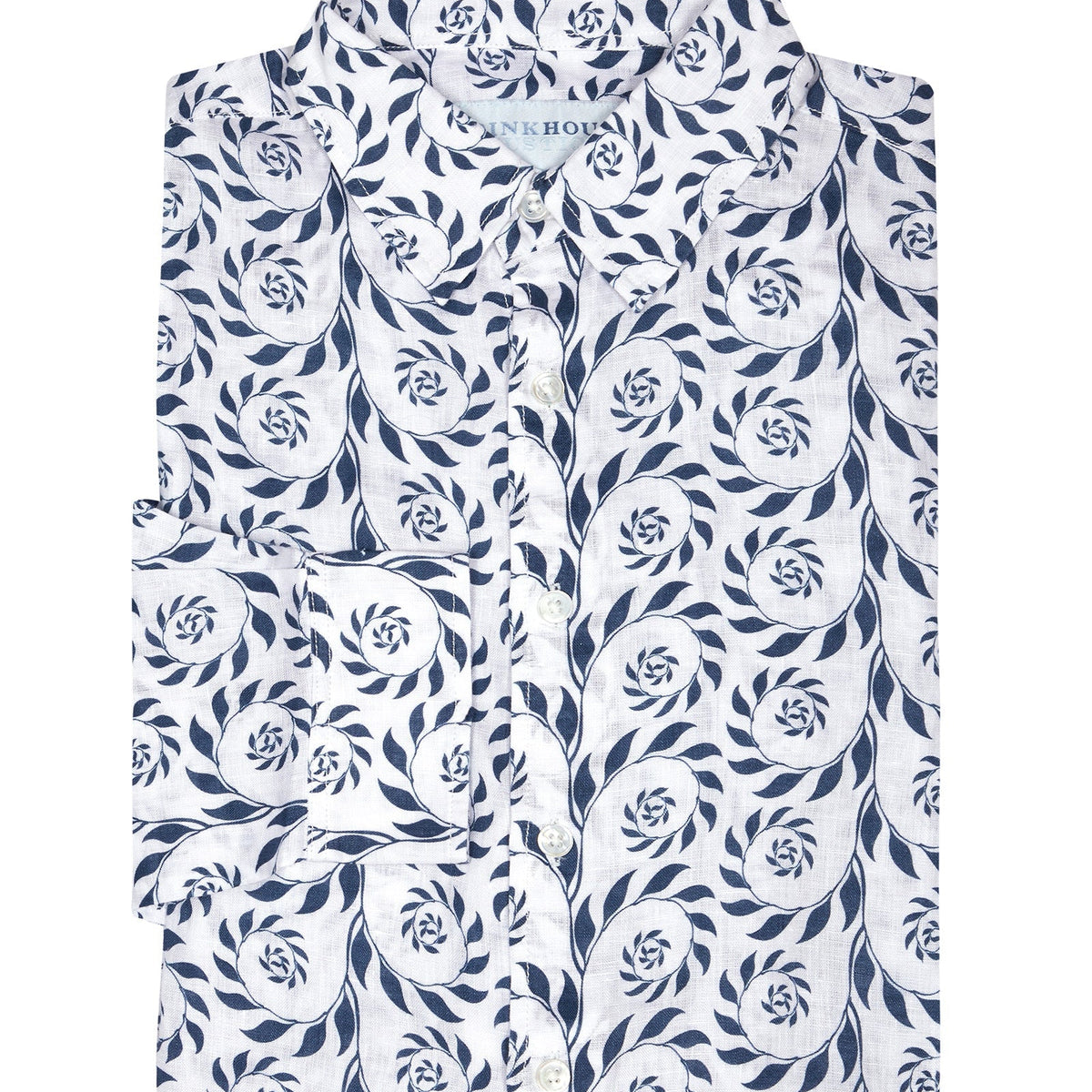 Blue linen long shirt 884#
