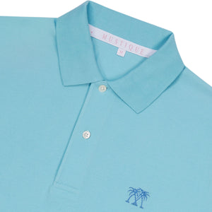 Mens premium pure cotton pale blue polo shirt
