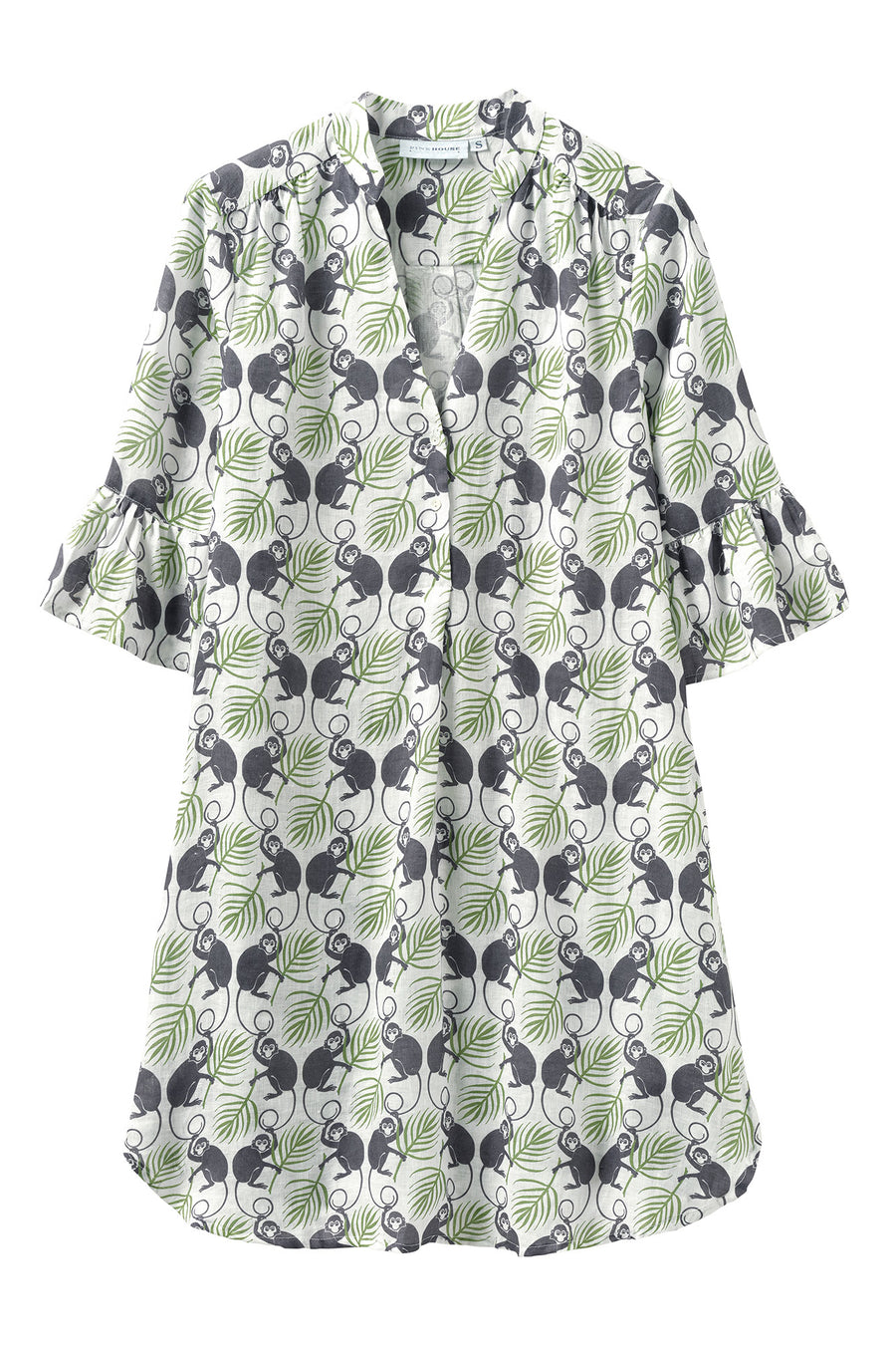 Linen Decima Dress: MONKEY and PALMS - PLUM/GREEN
