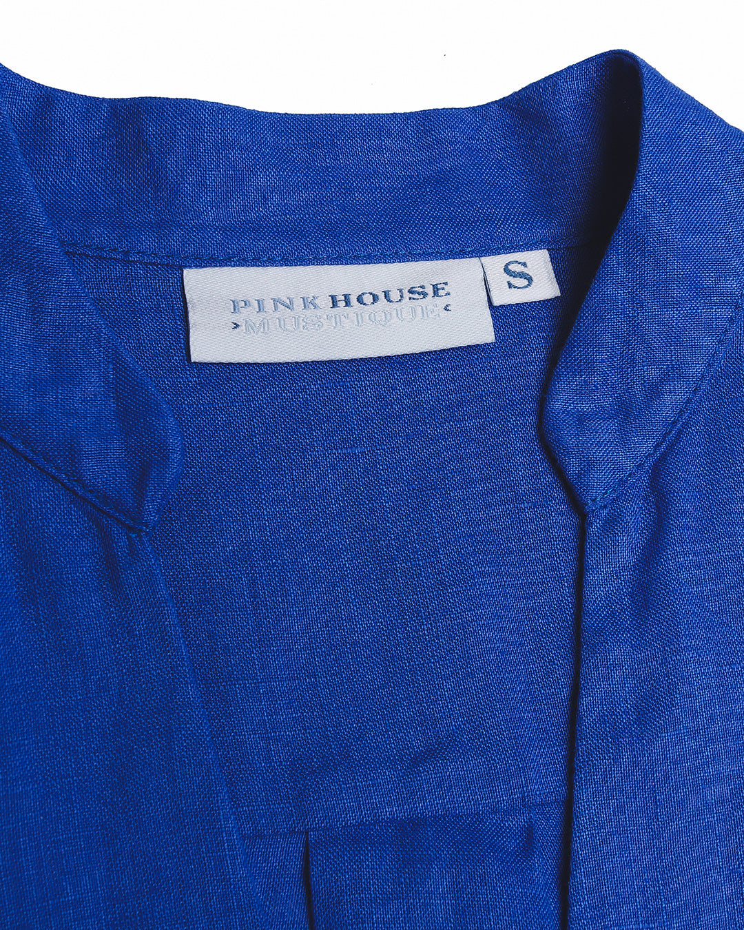 Sax Blue linen tunic mini dress with soft tailoring – perfect for travel or casual wear