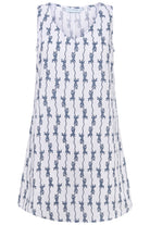 Womens Linen Slip Dress: GECKO - NAVY Pink house Mustique designer Lotty B