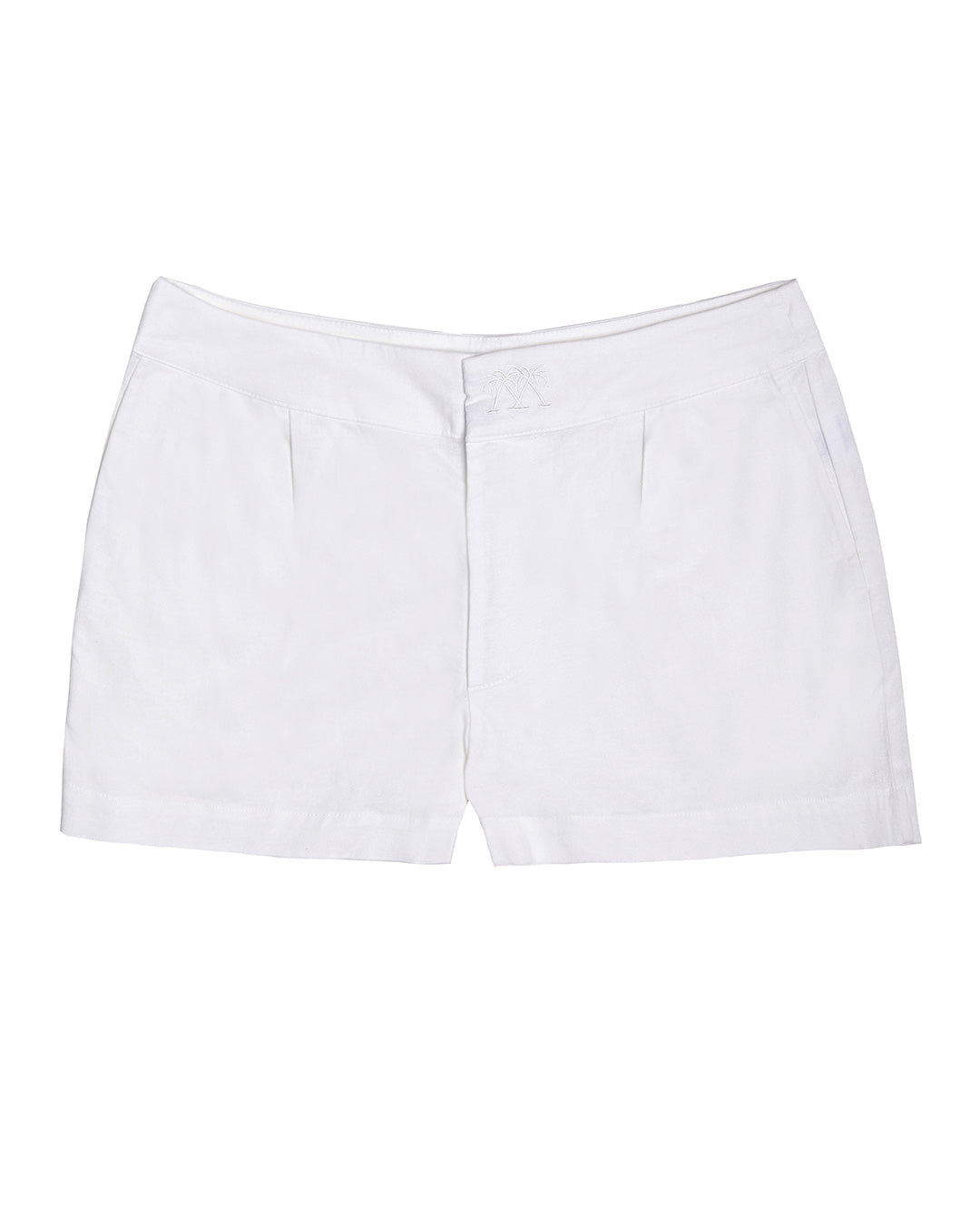 Womens Linen Shorts : CLASSIC WHITE designer Lotty B for Pink House Mustique