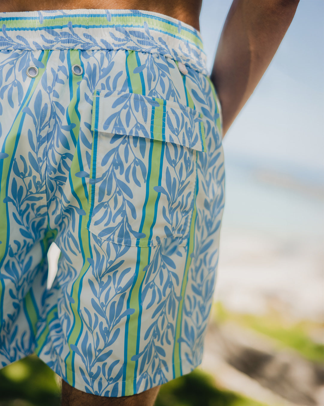 detail of luxury swim shorts