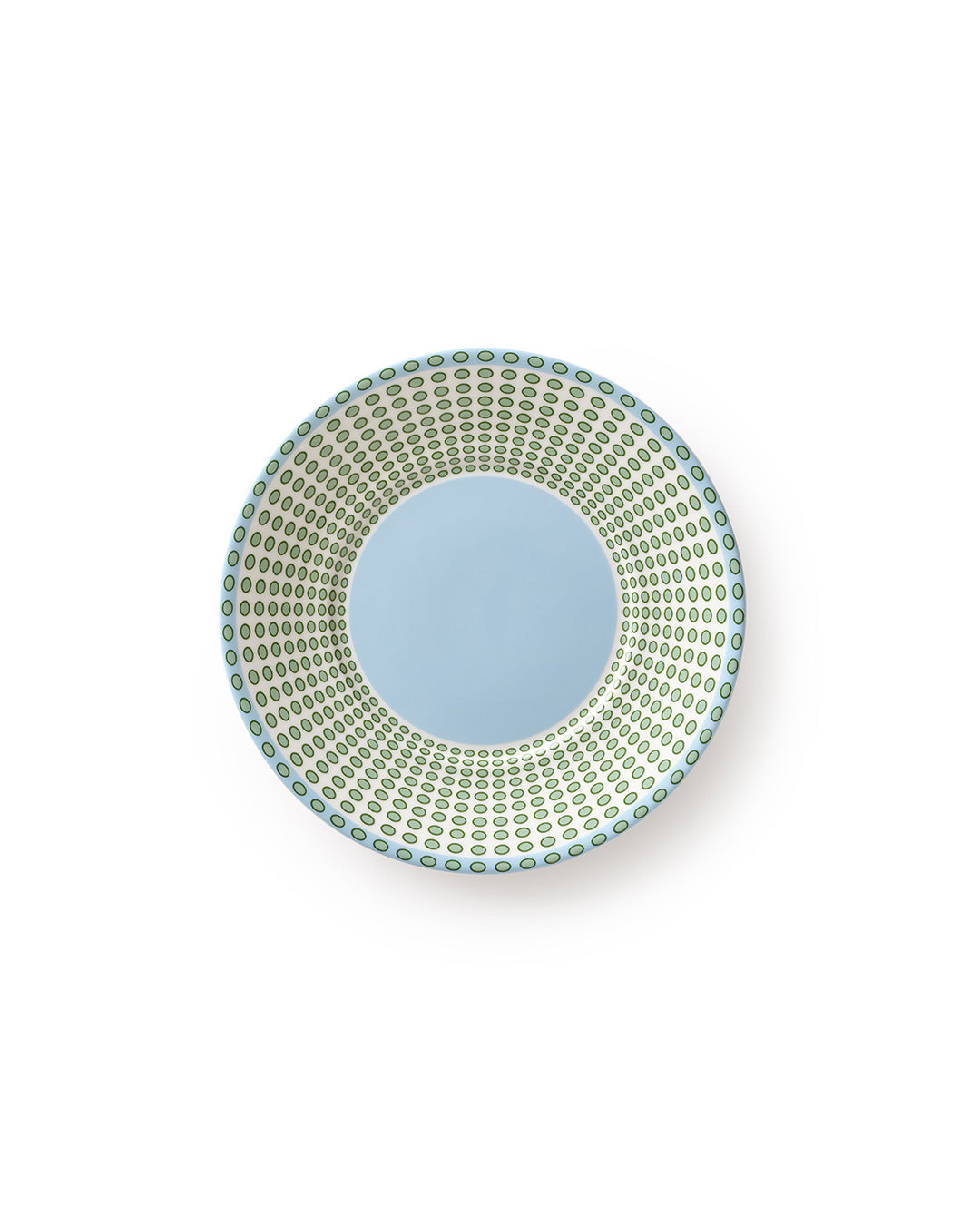 Fine bone china saucer in Palms Sage Green design by Lotty B for Pink House Mustique.