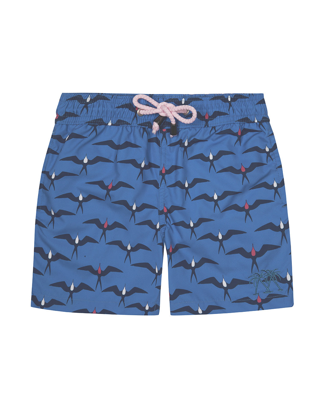 Frigate Bird Blue boys swim shorts with elasticated drawstring waistband