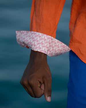 mens orange vacation shirt contrast collar & cuffs