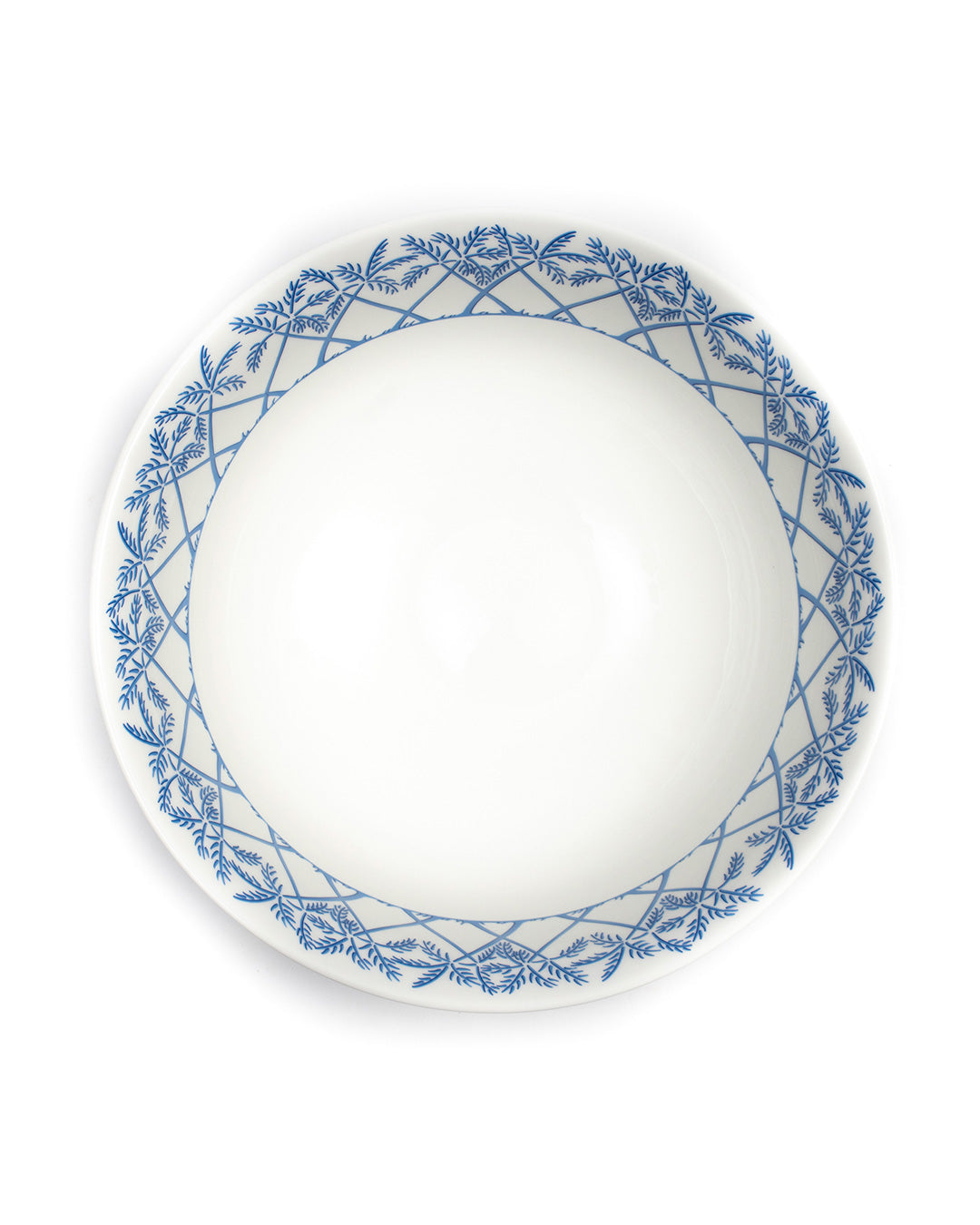 Fine bone china large serving bowl in blue Palms design by Lotty B