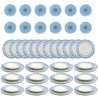 Fine bone china set of 48 plates and bowls in Palms blue design by Lotty B Mustique