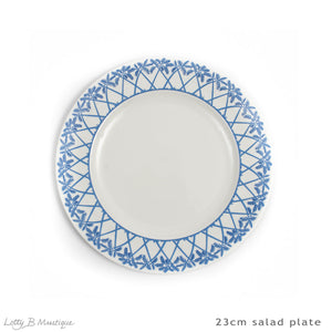 Fine Bone China Dinner Service : PALMS - AZURE BLUE - 48 piece