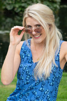 Occasion wear silk Henny dress blue flamboyant flower print