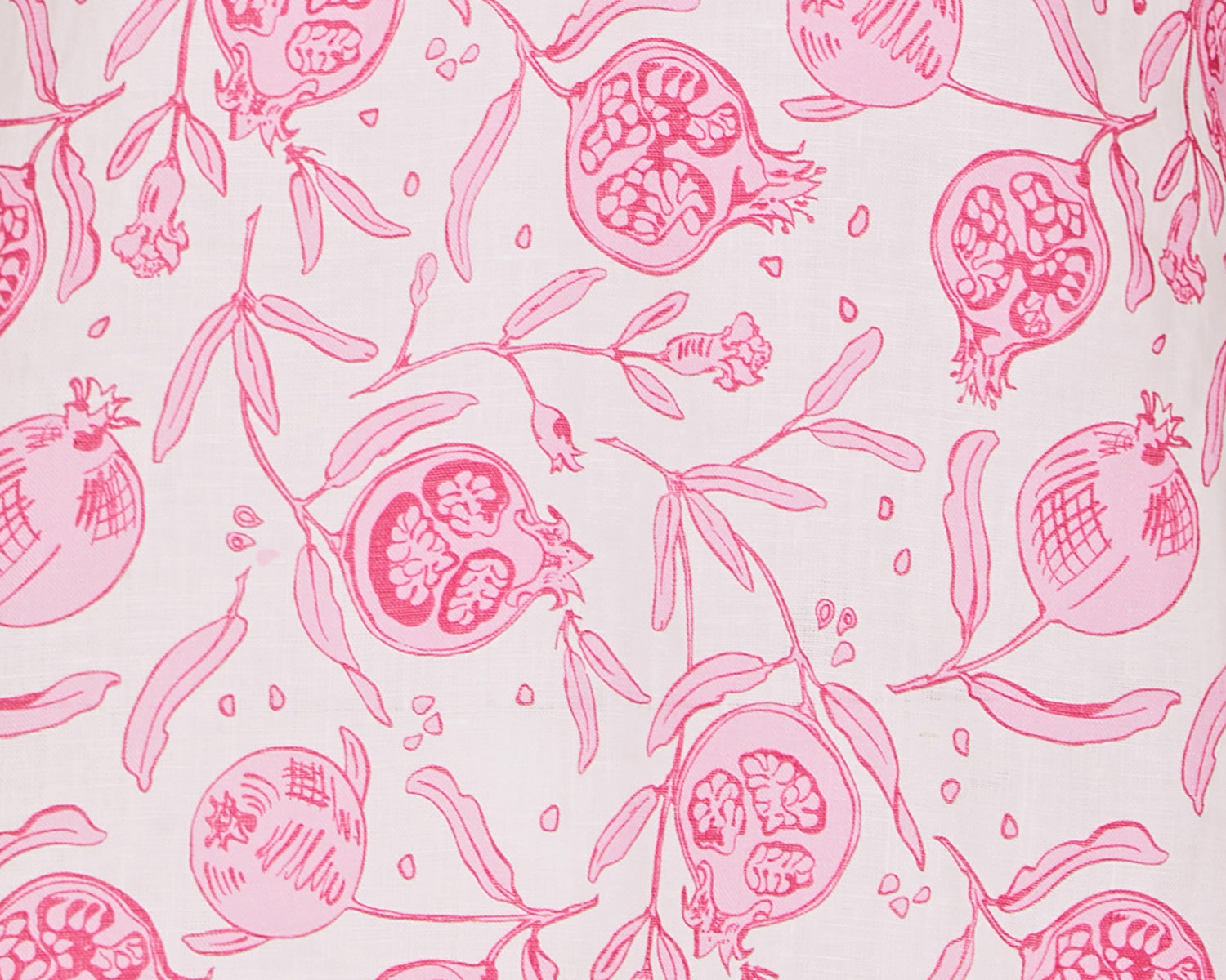 Pomegranate Pink Linen Fabric designed by British fashion & interiors designer Lotty B for Pink House Mustique