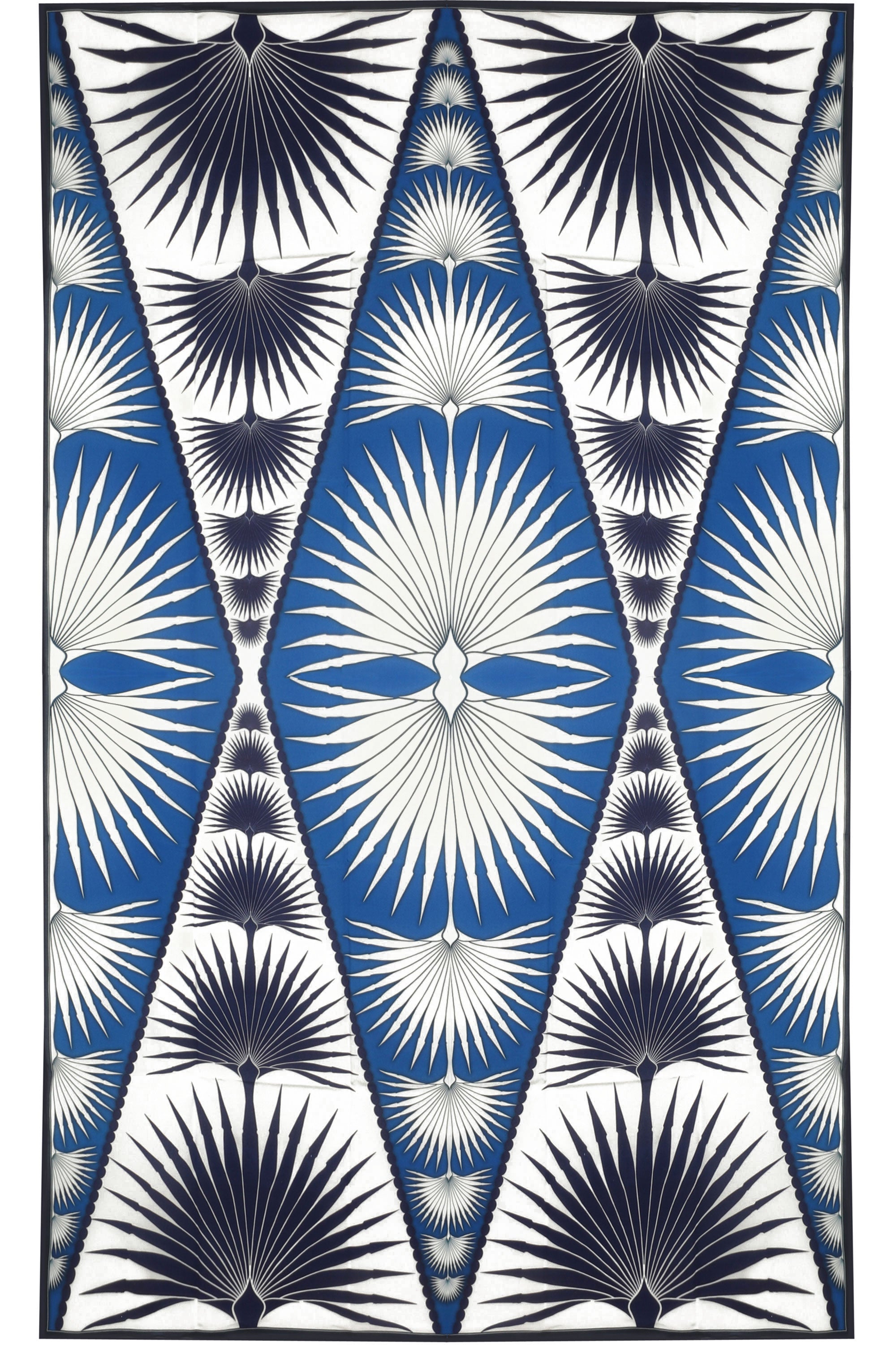 Lotty B Sarong in Silk Crepe-de-Chine: FAN PALM - BLUE / WHITE