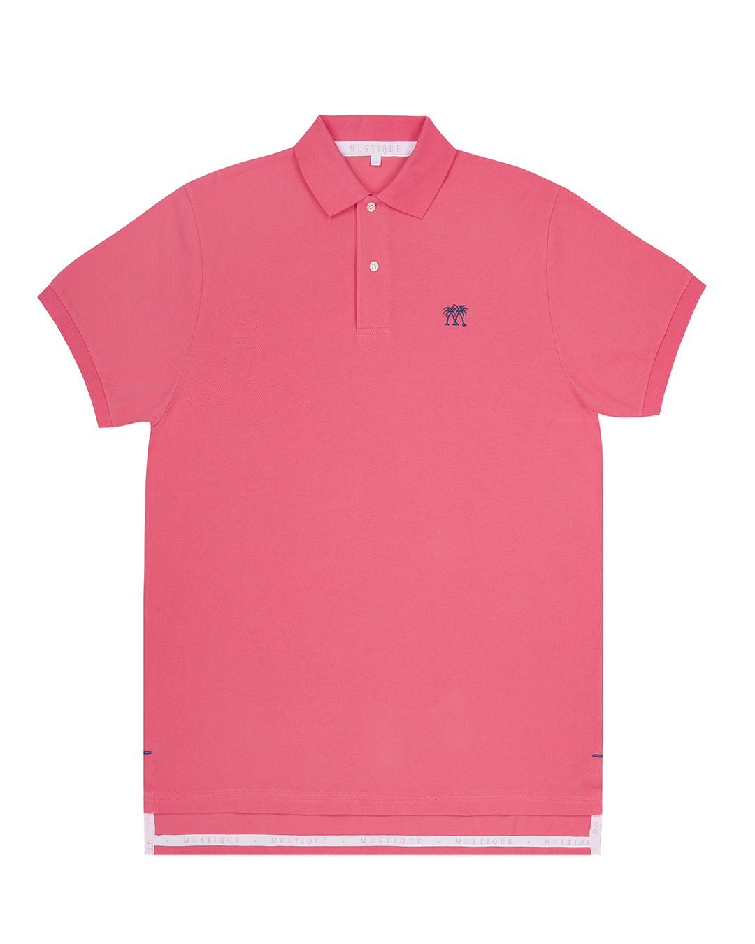 Pink House Mustique men's coral pink cotton polo shirt with embroidered palms logo