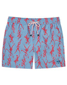 Men's blue and pink Fruit Punch swim shorts in repreve recycled polyester mix by Lotty B for Pink House