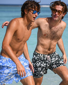 Sustainable men’s Iguana Spruce swimwear by Pink House Mustique, regular European cut with side and back pockets.