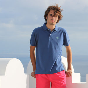 Premium Mens pure cotton navy blue polo shirt Mustique villa life