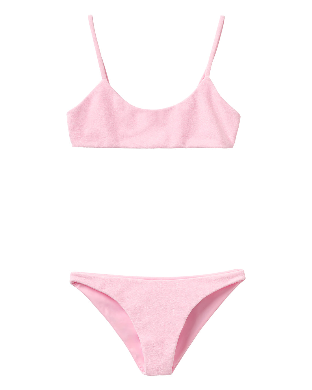 Women's soft pink bikini set by Lotty B for Pink House Mustique – sustainable ECONYL® swimwear made from regenerated nylon with a romantic and elegant minimalist design.