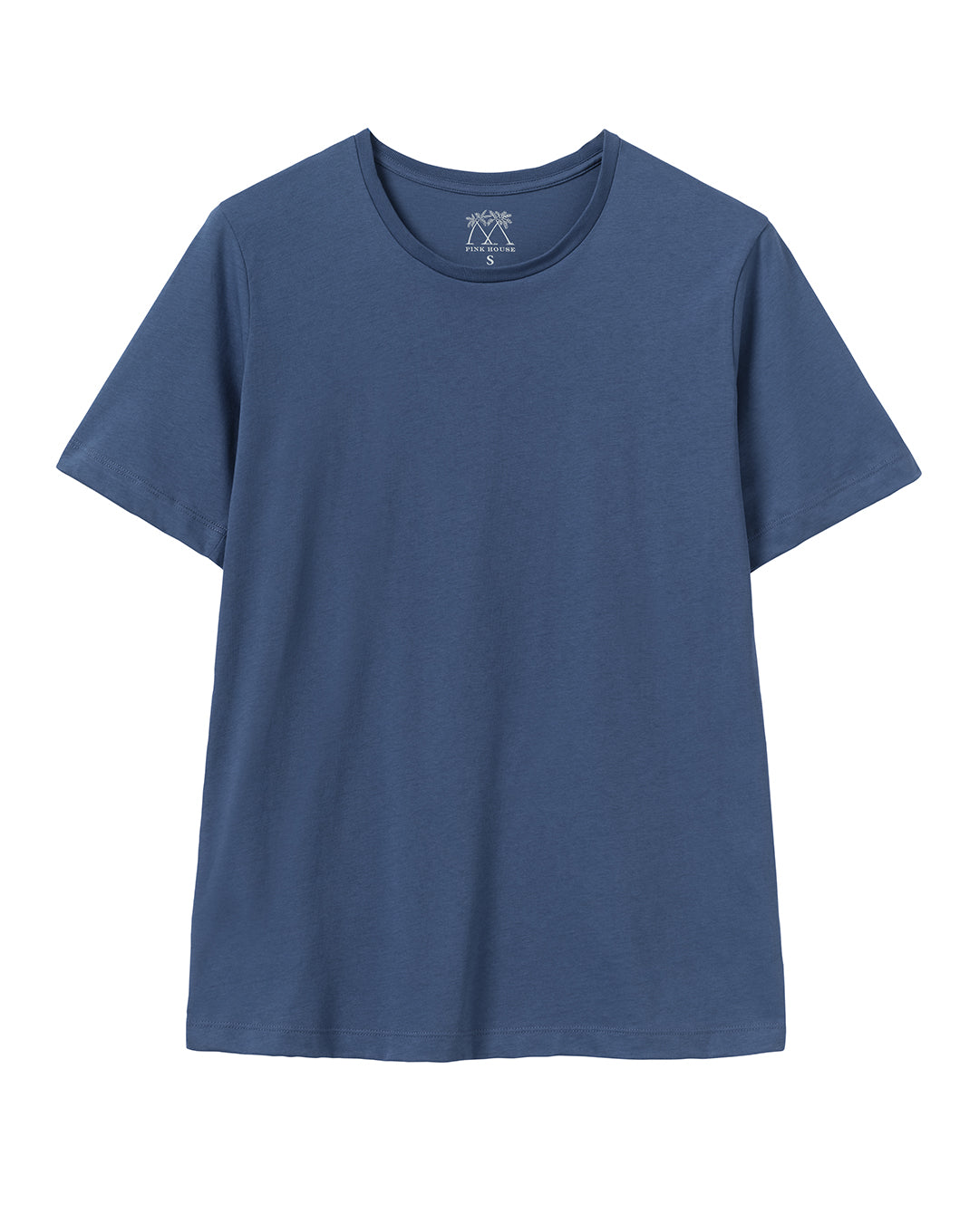 Men’s navy cotton jersey t-shirt by Pink House Mustique, classic short sleeve crew neck tee for everyday wear