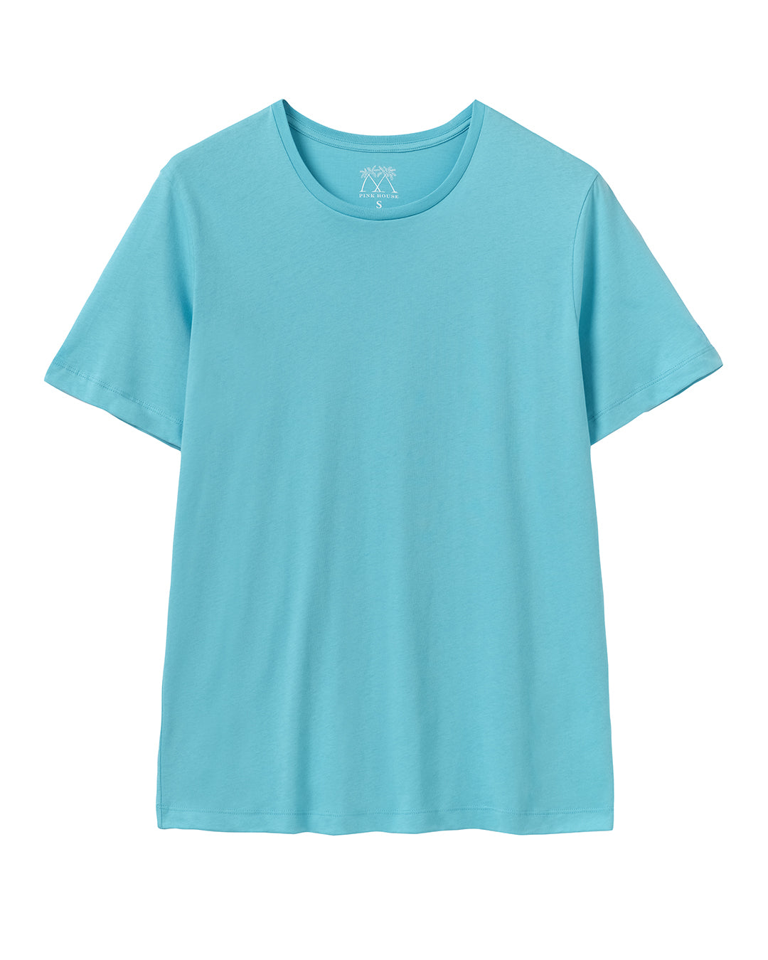 Men’s pale blue cotton jersey t-shirt by Pink House Mustique, lightweight short sleeve crew neck tee