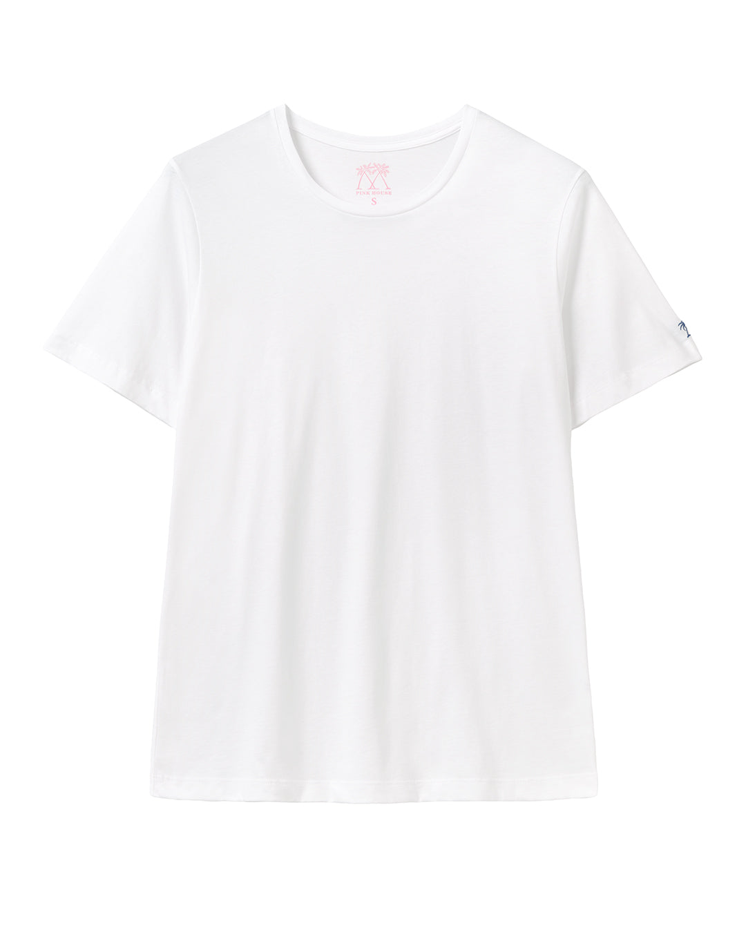 Men’s white cotton jersey t-shirt by Pink House Mustique, soft classic crew neck essential