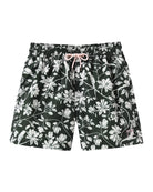 Men's Iguana Magnolia print swim shorts in dark green spruce | Recycled fabric | Sustainable Pink House swimwear