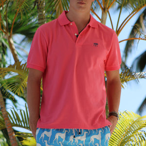 Mens pure cotton pink polo shirt summer style