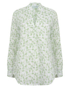 Womens Linen Blouse: FLAMBOYANT - GREEN designer Lotty B Mustique