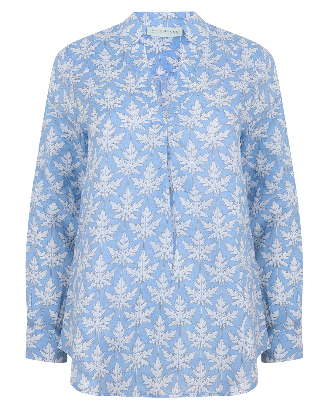 Womens Linen Blouse: PAPAYA - BLUE