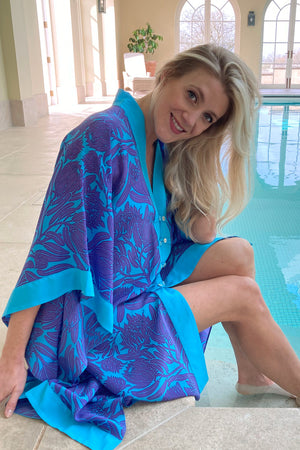 Exquisite silk pool cover ups designed by Lotty B Mustique
