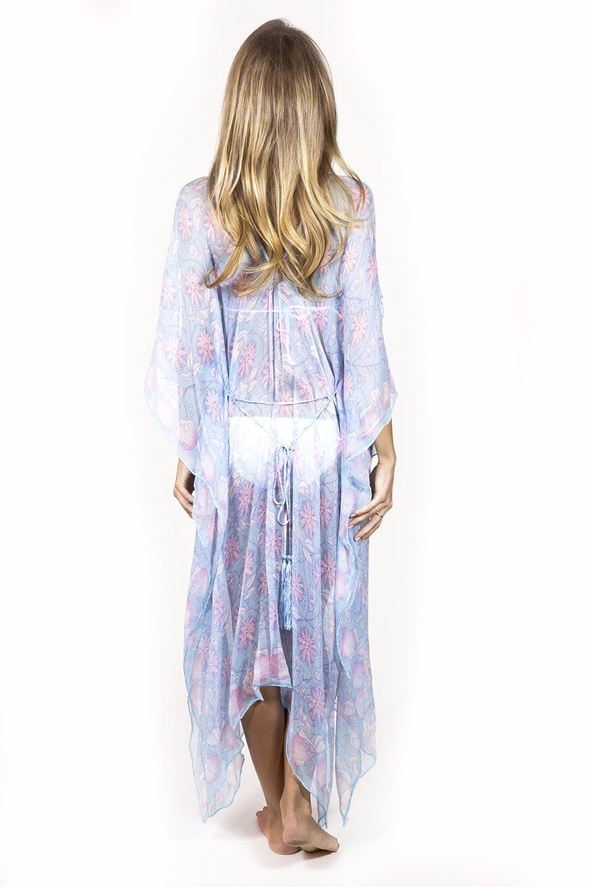 Lotty B 3/4 Length Kaftan Passion Fruit (Blue) Back