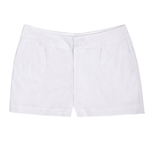Womens Linen Shorts : CLASSIC WHITE designer Lotty B for Pink House Mustique 