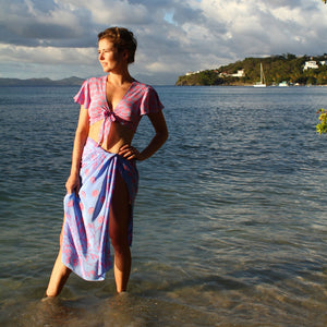 Silk cropped Lyla top by beach wear designer Lotty B Mustique