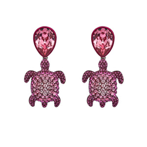 Drop Earrings : MUSTIQUE SEA LIFE TURTLE - PINK designed by Catherine Prevost in collaboration with Atelier Swarovski is in aid of the St. Vincent & the Grenadines Environment Fund.