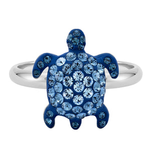 Cocktail Ring : MUSTIQUE SEA LIFE SMALL TURTLE - BLUE designed by Catherine Prevost in collaboration with Atelier Swarovski is in aid of the St. Vincent & the Grenadines Environment Fund.