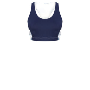 Sports Cropped Top : FAN PALM NAVY designed by Lotty B for Pink House Mustique