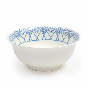 Fine bone china large serving bowl in blue Palms design by Lotty B
