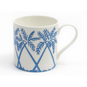 Fine Bone China mug in blue Palms design by Lotty B Mustique
