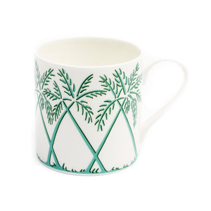 Fine Bone China mug in green Palms design by Lotty B Mustique