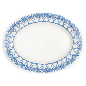 Fine bone china platter in Palms blue design
