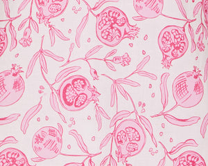 Pomegranate Pink Linen Fabric designed by British fashion & interiors designer Lotty B for Pink House Mustique 