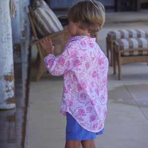 Childrens Linen Shirt: POMEGRANATE - PINK